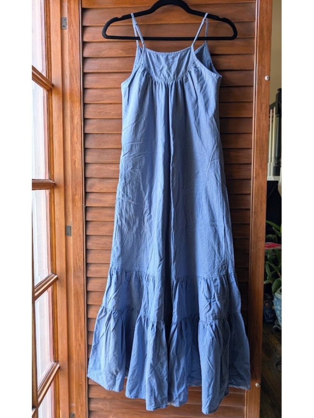 GAP 100% Cotton Blue Stripes Ruffle Hem Lightweight Lined Maxi Dress Size:XS - Picture 8 of 13